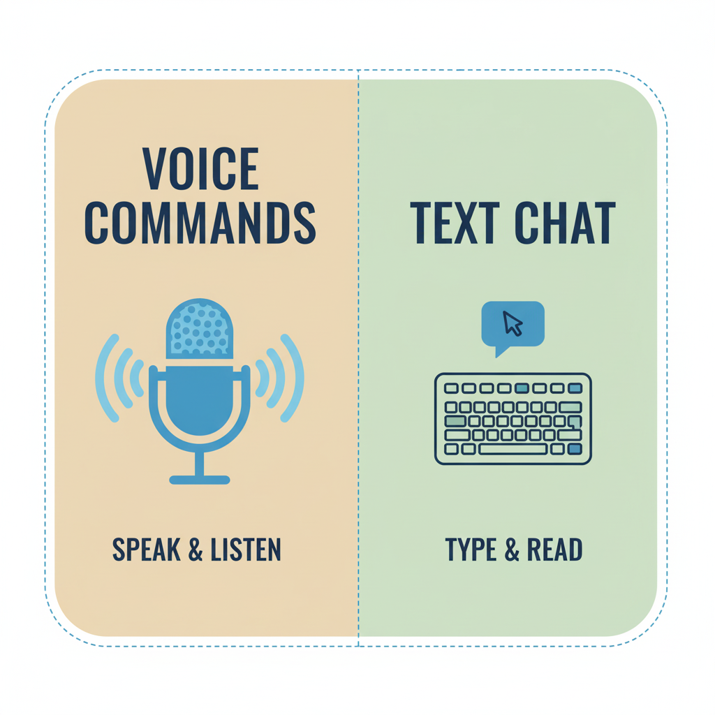 Comparison between voice commands and text chat for AI communication methods