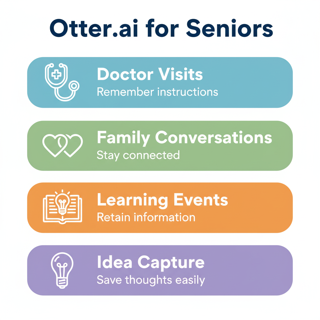 Four practical uses of Otter.ai for seniors in medical, family, learning, and personal contexts