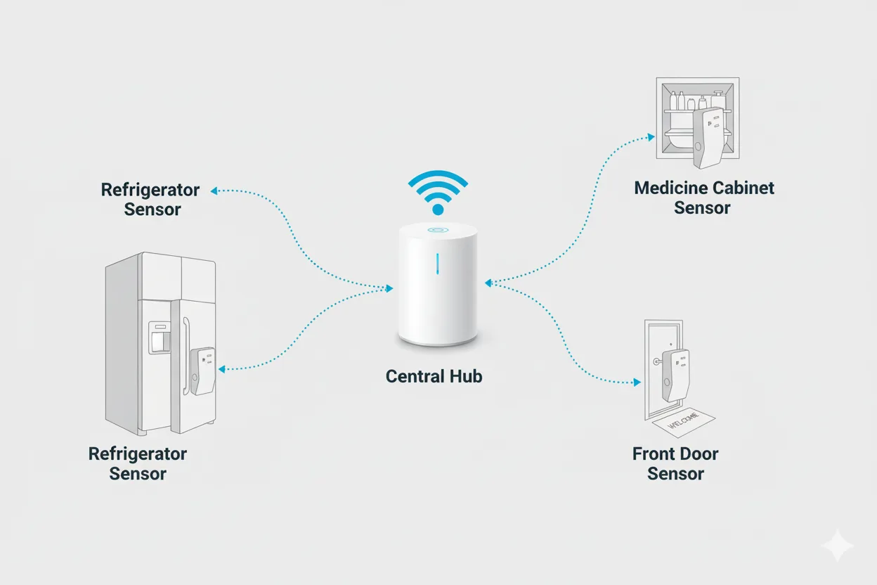 Discreet home sensors monitoring daily activities for senior safety