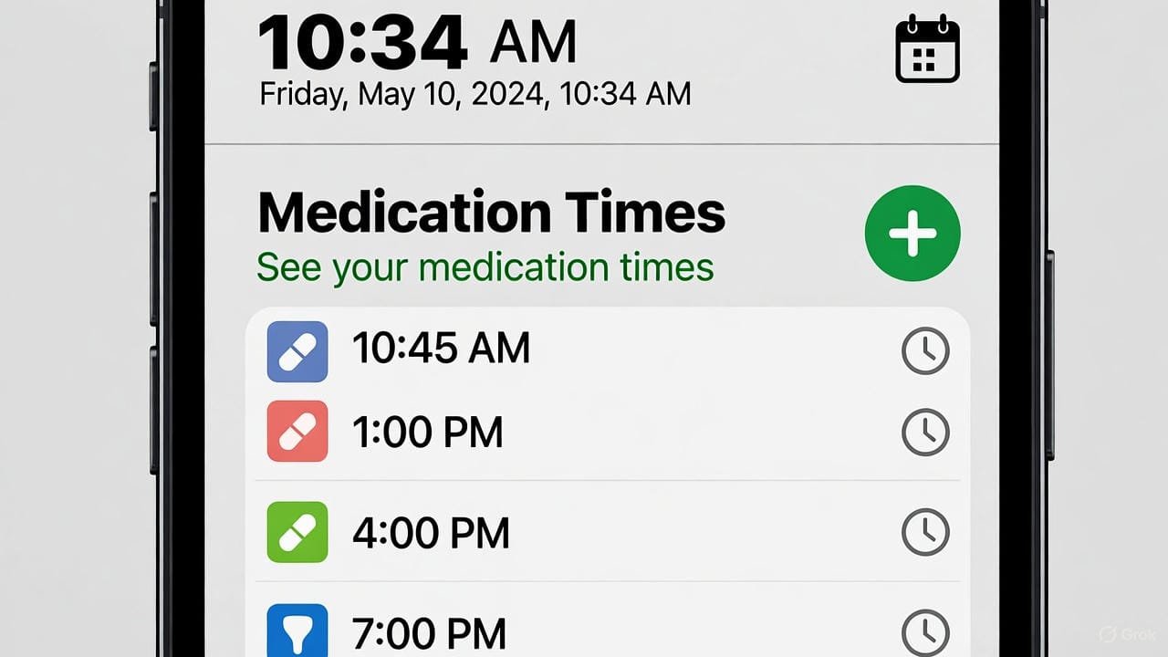 Easy-to-read medication reminder app on a smartphone
