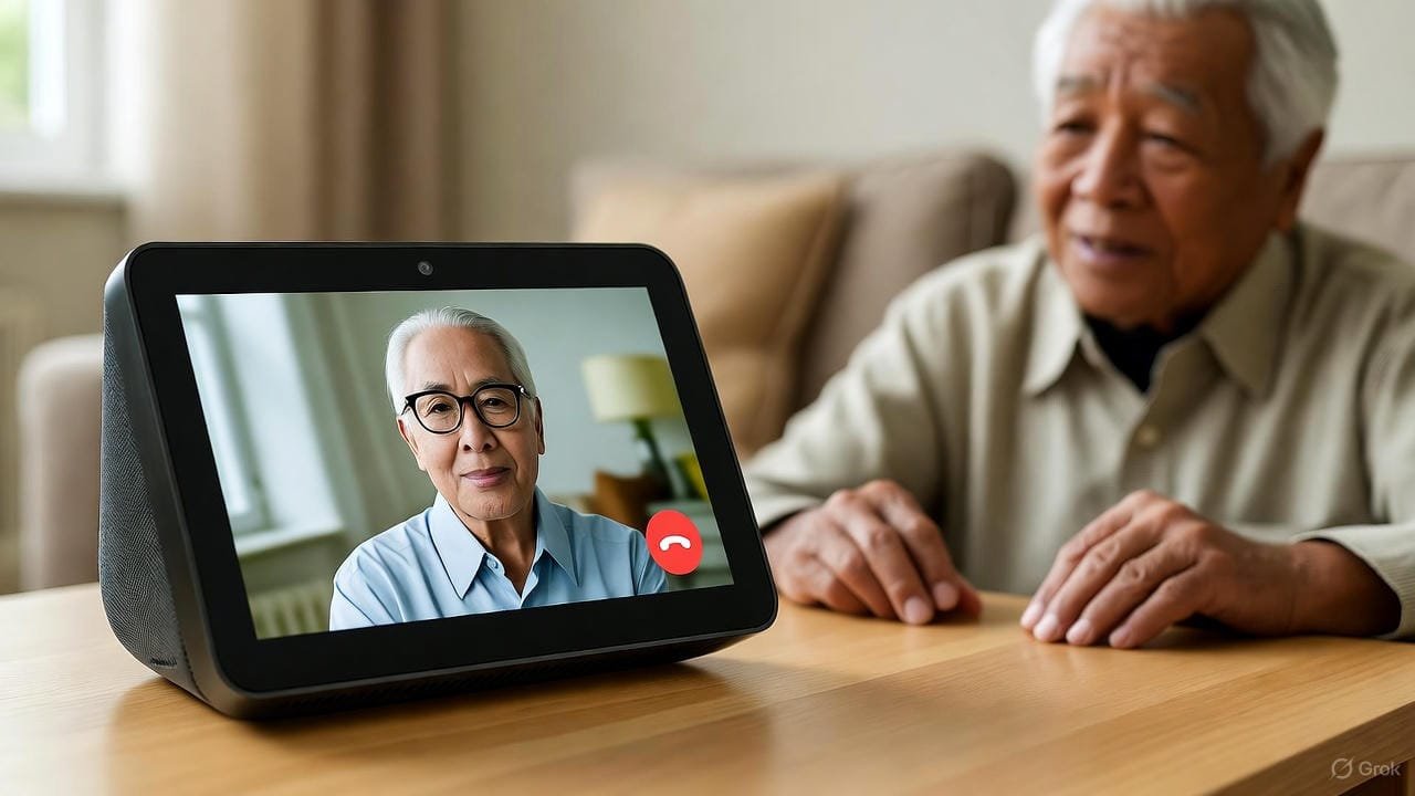  "beginner-friendly AI tools for seniors" Beginner-Friendly AI Tools for Seniors Senior using a voice assistant with a screen for video calls and reminders 